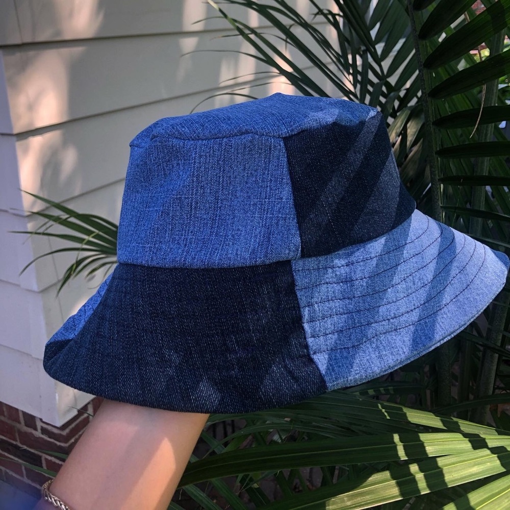 Handmade patchwork denim bucket hat